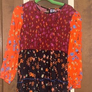 Blank London for Anthropologie fall multi floral print prairie dress size PM